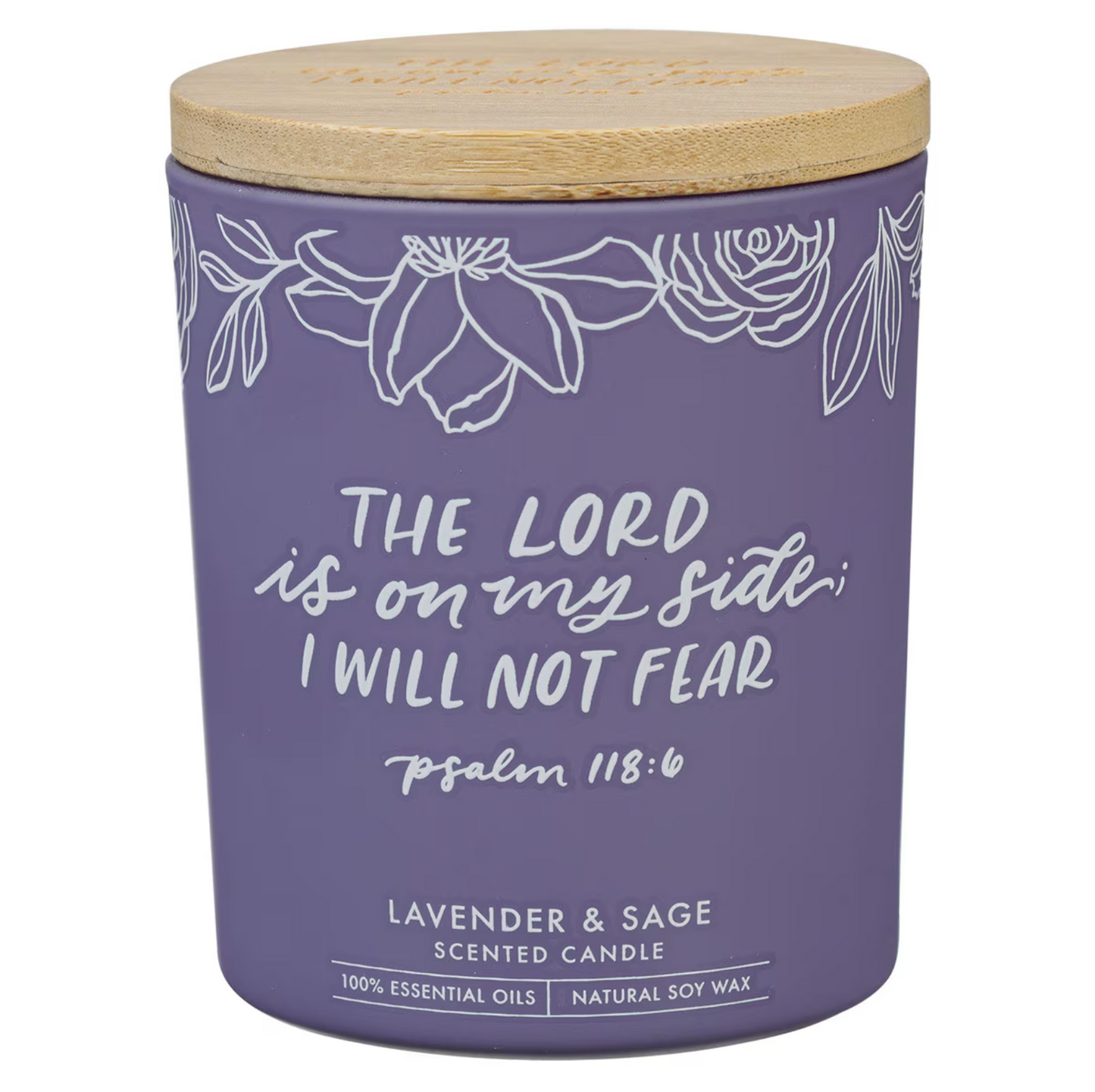 I Will Not Fear Lavender and Sage Candle in a Glass Jar - Psalm 118:6