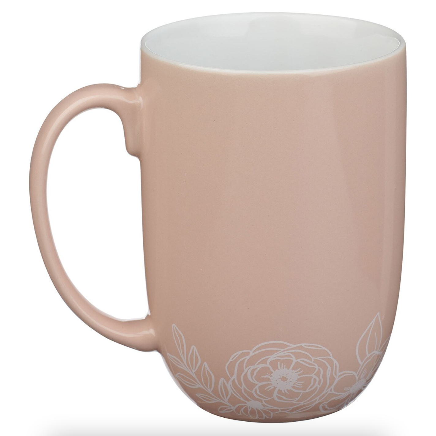 Good Work Pink Floral Ceramic Coffee Mug - Philippians 1:6