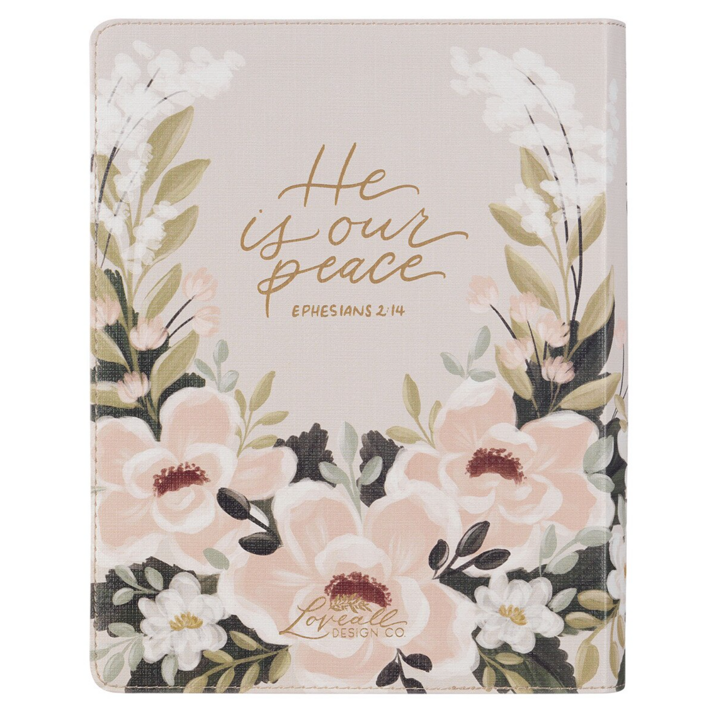 Cream Floral Faux Leather KJV Note-taking Bible - Psalm 91:4