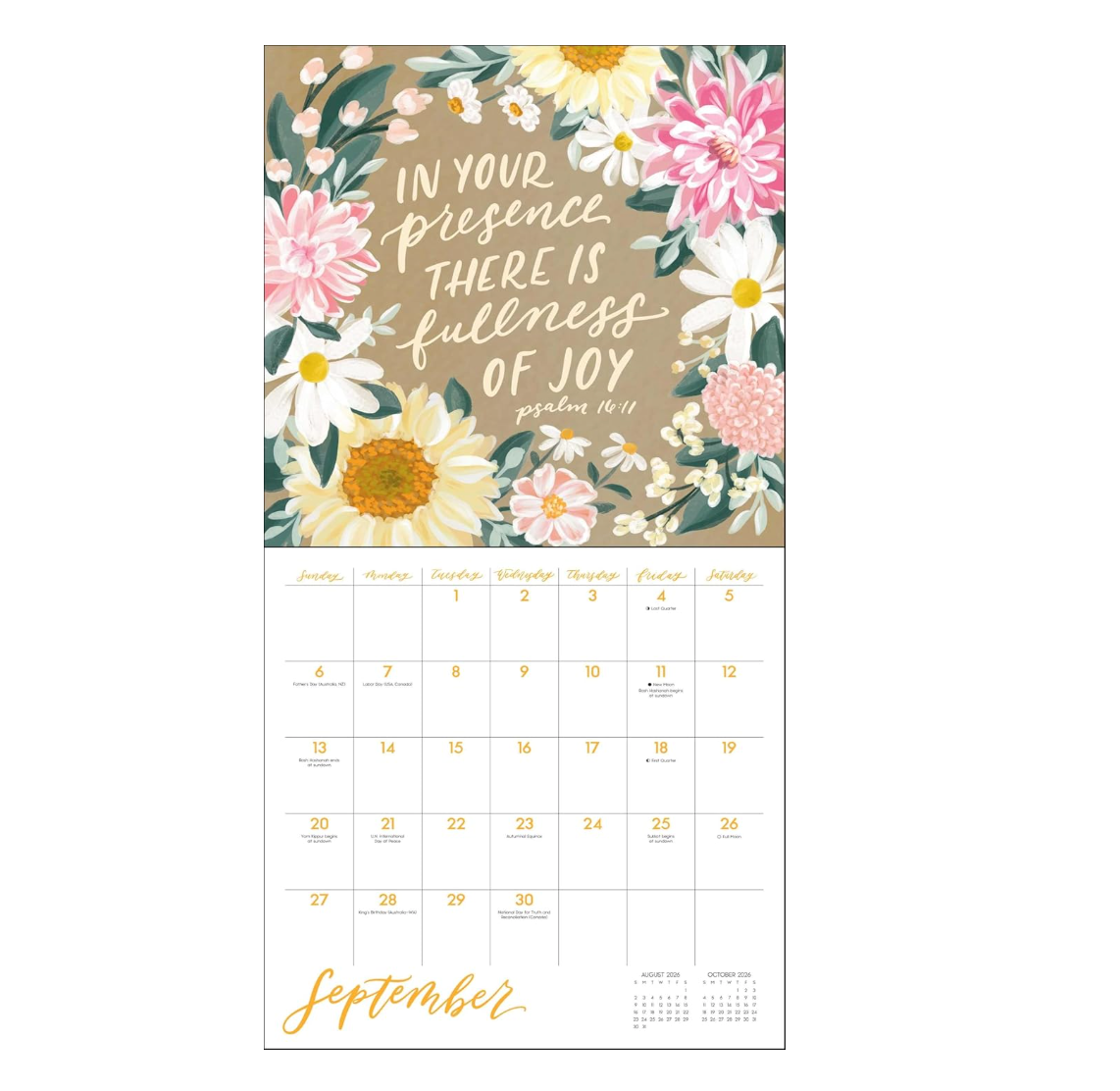 Scriptures and Florals 2026 Wall Calendar