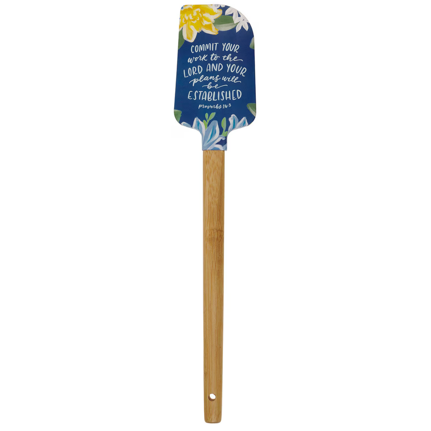 The Commit Your Work to the Lord Navy Floral Silicone Spatula – Proverbs 16:3