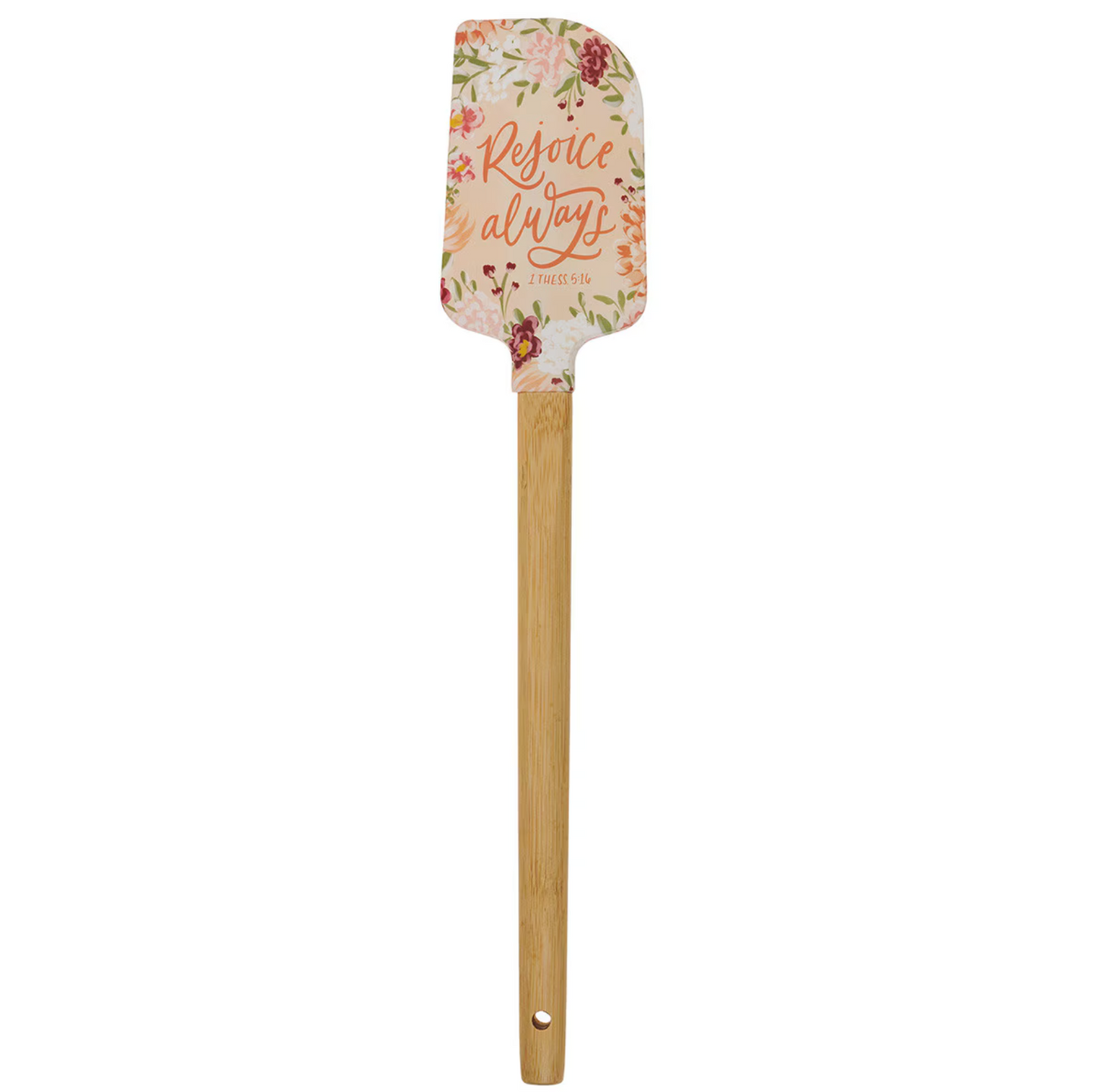 Rejoice Always Peach Floral Silicone Spatula – 1 Thessalonians 5:16