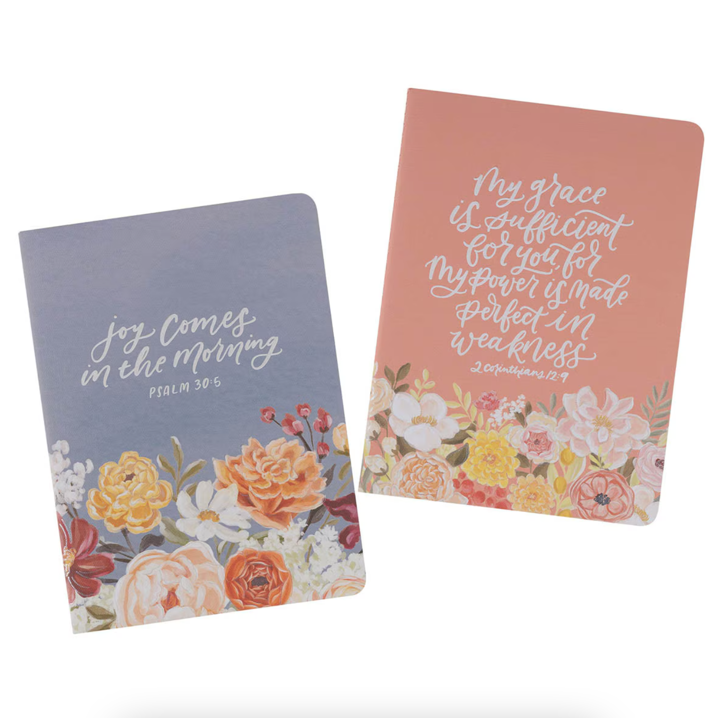 Joy and Grace Peach and Blue Floral Medium Notebook Set