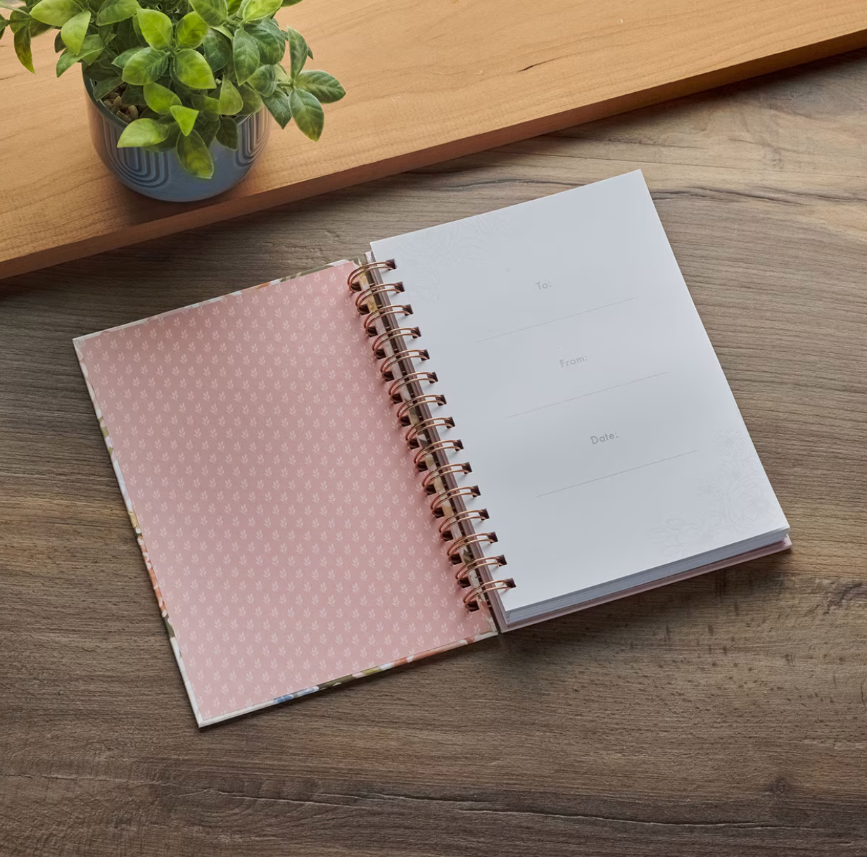 Strength and Dignity Pink Floral Spiral Journal - Proverbs 31:25