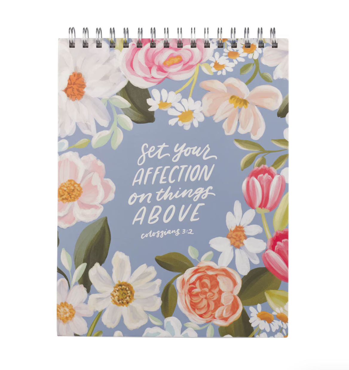 Things Above Blue Floral Large Spiral Notepad - Colossians 3:2