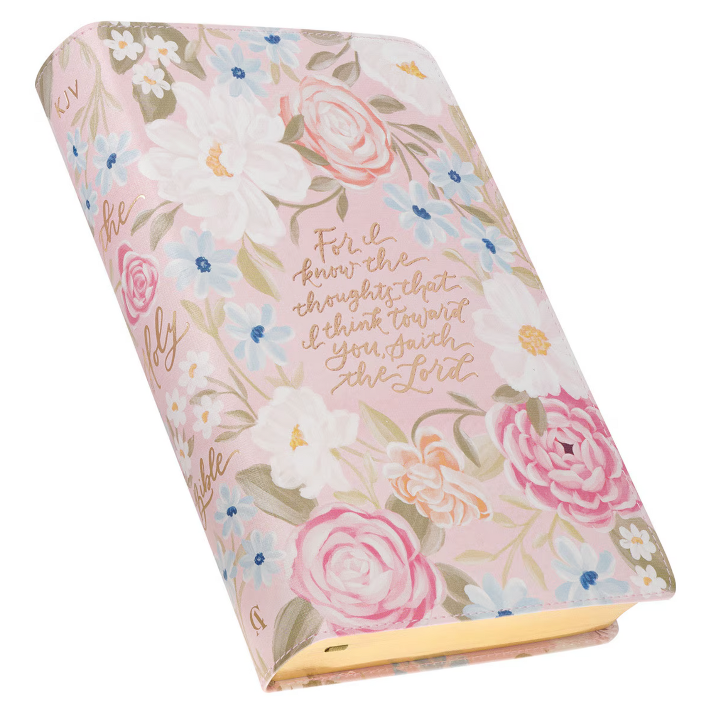 Pink Floral Faux Leather Giant Print Standard-Size King James Version Bible with Thumb Index