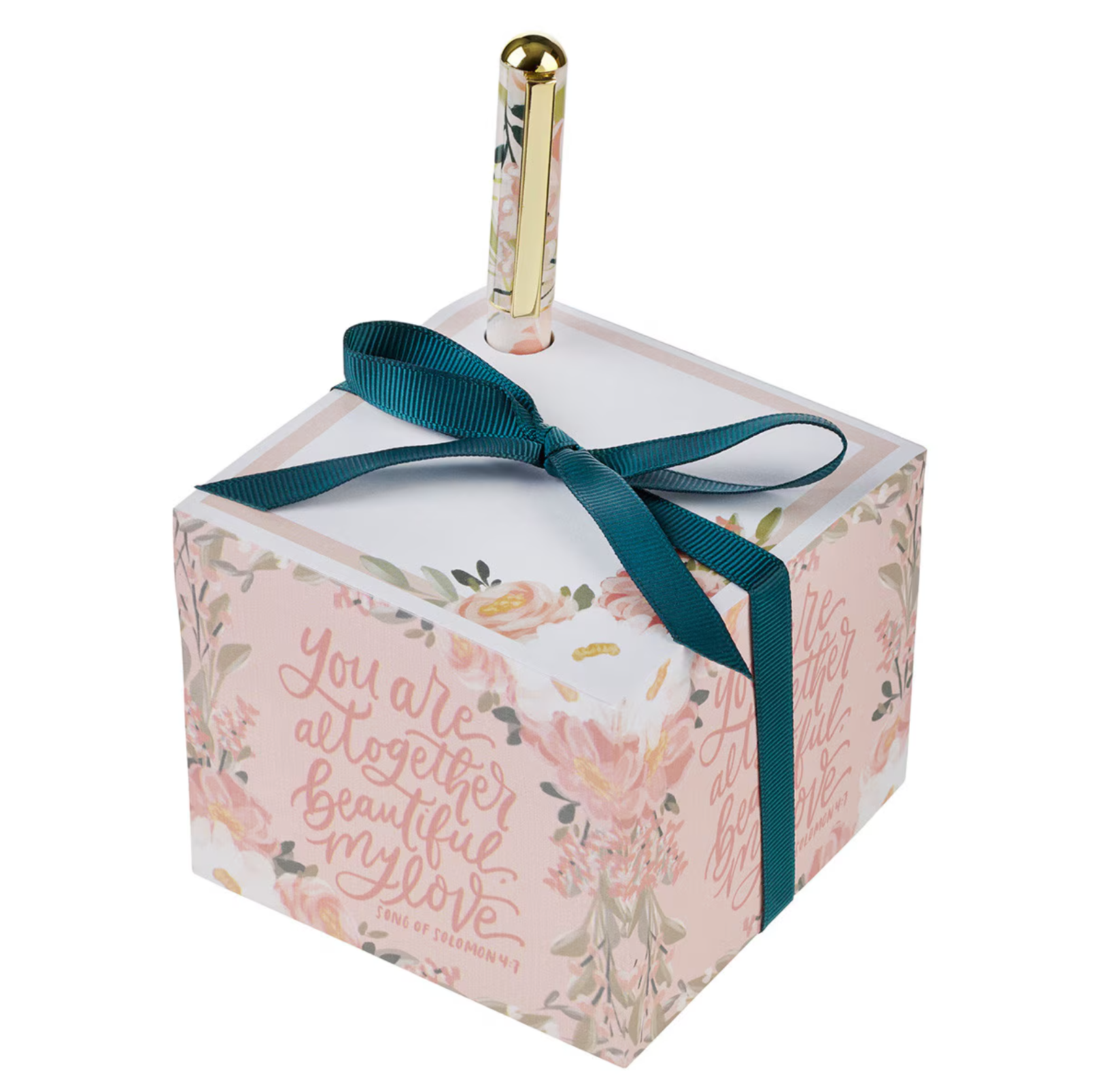 You Are Altogether Beautiful Pink Floral Note Block with Pen Set - Son ...