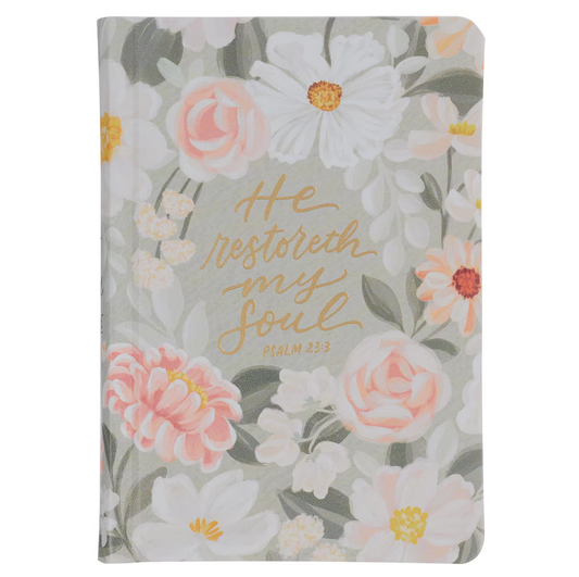Gray Floral Faux Leather Hardcover King James Version Bible - Psalm 23:3