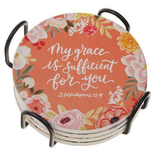 Faithful Florals Ceramic Coaster Set