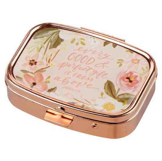 Every Good and Perfect Gift Rose Gold Pill Case - James 1:17