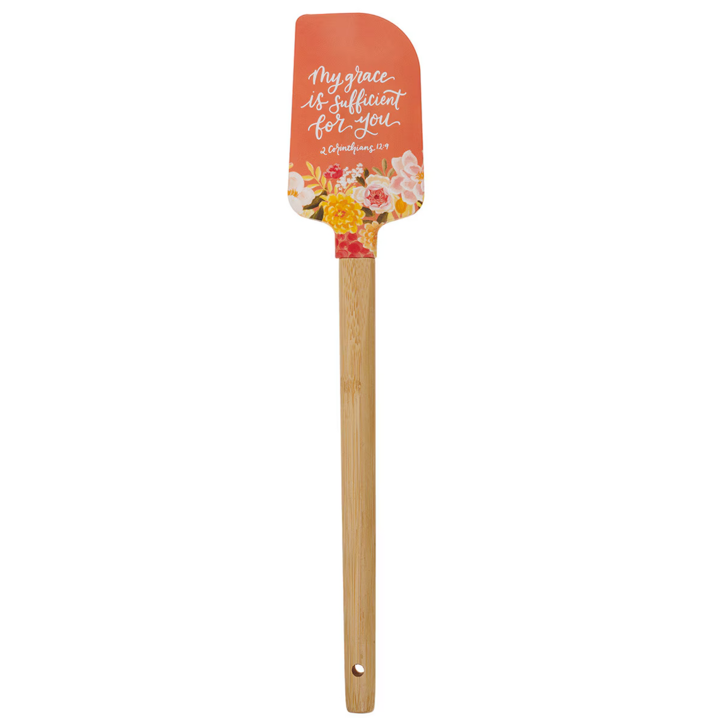 My Grace is Sufficient for You Orange Floral Silicone Spatula – 2 Corinthians 12:9