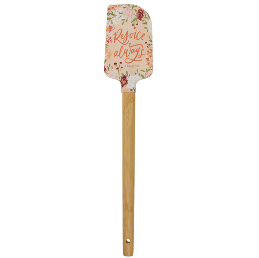 Rejoice Always Peach Floral Silicone Spatula – 1 Thessalonians 5:16