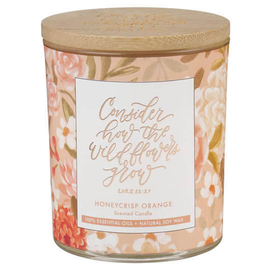 Wildflowers Honeycrisp Orange Scented Candle in Glass Jar - Luke 12:27
