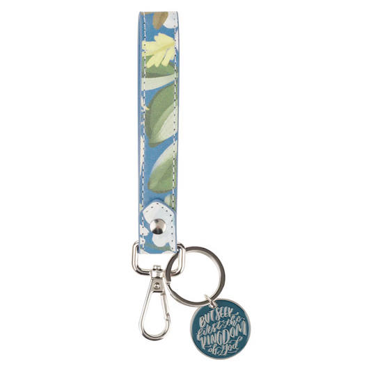 Seek the Kingdom Blue Wrist Strap Keychain - Matthew 6:33