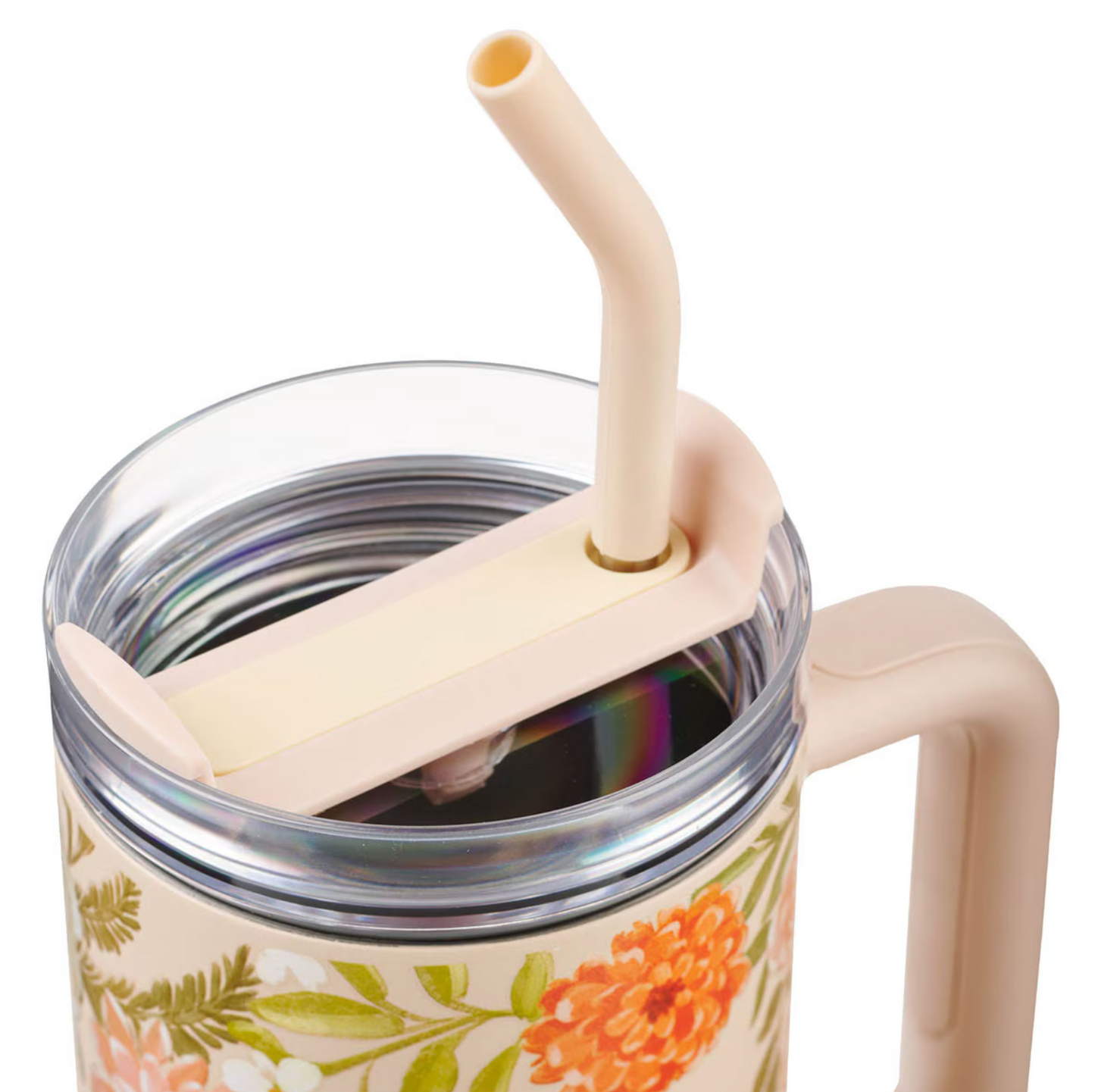 Consider the Wildflowers 40 oz Peach Stainless Steel Tumbler with Reusable Straw - Luke 12:27