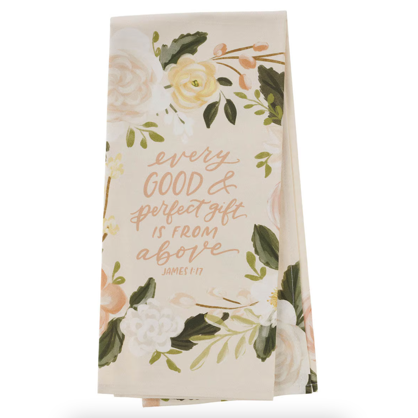 Every Good and Perfect Gift Peach Cotton Tea Towel - James 1:17