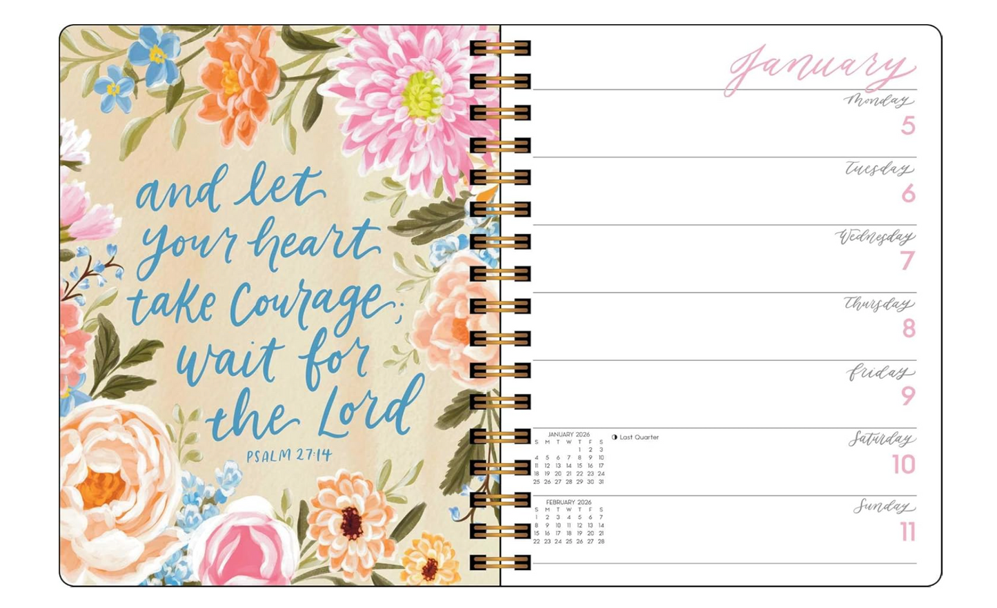 2026 Scriptures and Florals 12-Month Weekly/Monthly Planner Calendar
