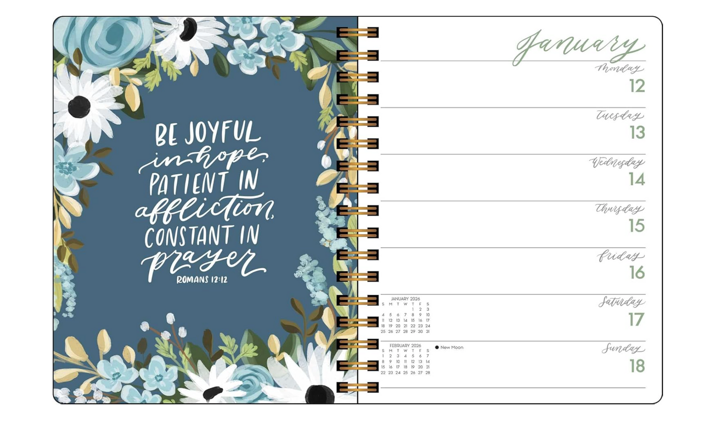 2026 Scriptures and Florals 12-Month Weekly/Monthly Planner Calendar
