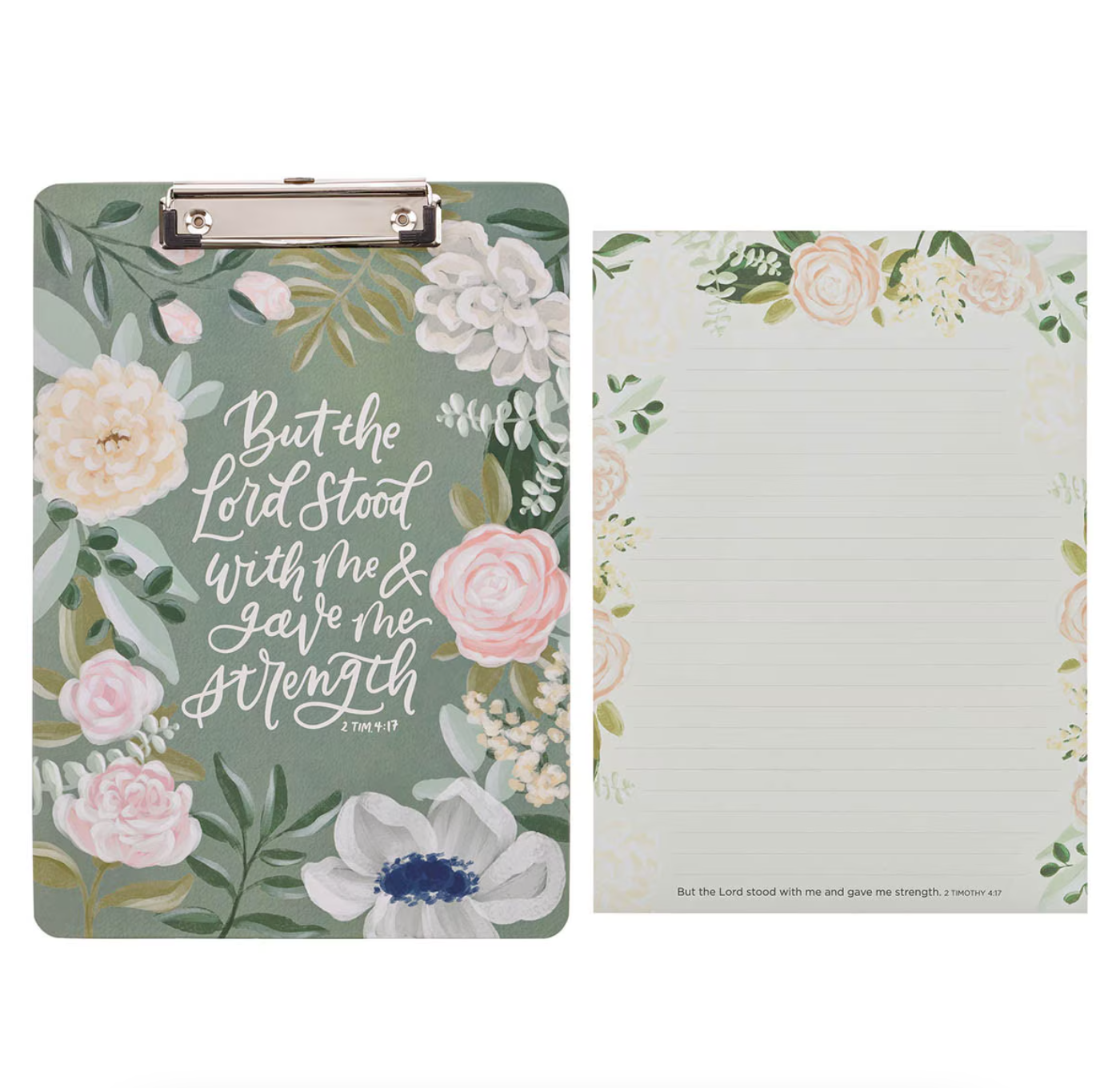 The Lord Stood With Me Green Garden Clipboard and Notepad – 2 Timothy 4:17