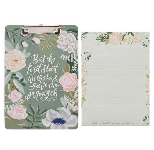 The Lord Stood With Me Green Garden Clipboard and Notepad – 2 Timothy 4:17