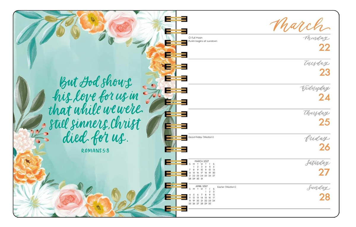 2027 Scriptures and Florals 12-Month Weekly/Monthly Planner Calendar