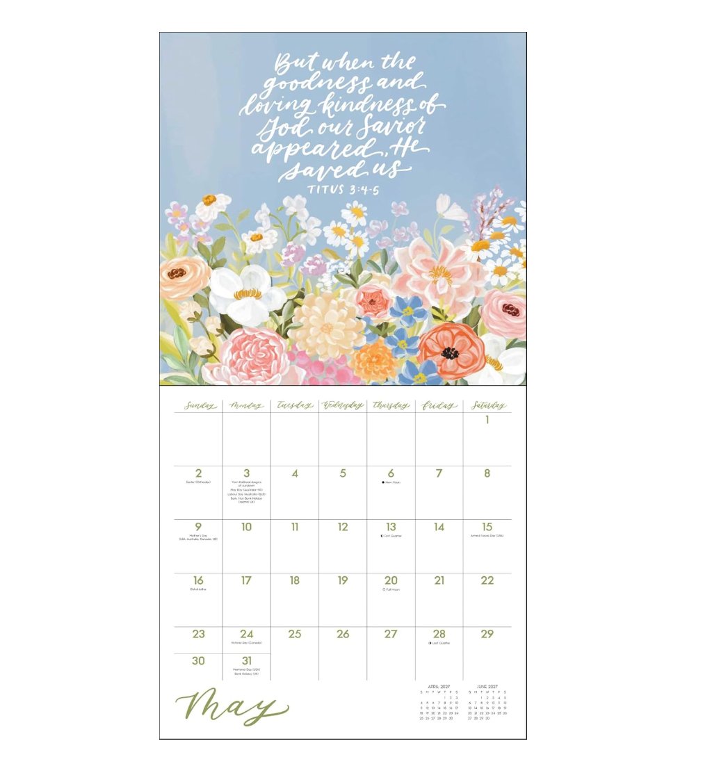 Scriptures and Florals 2027 Wall Calendar