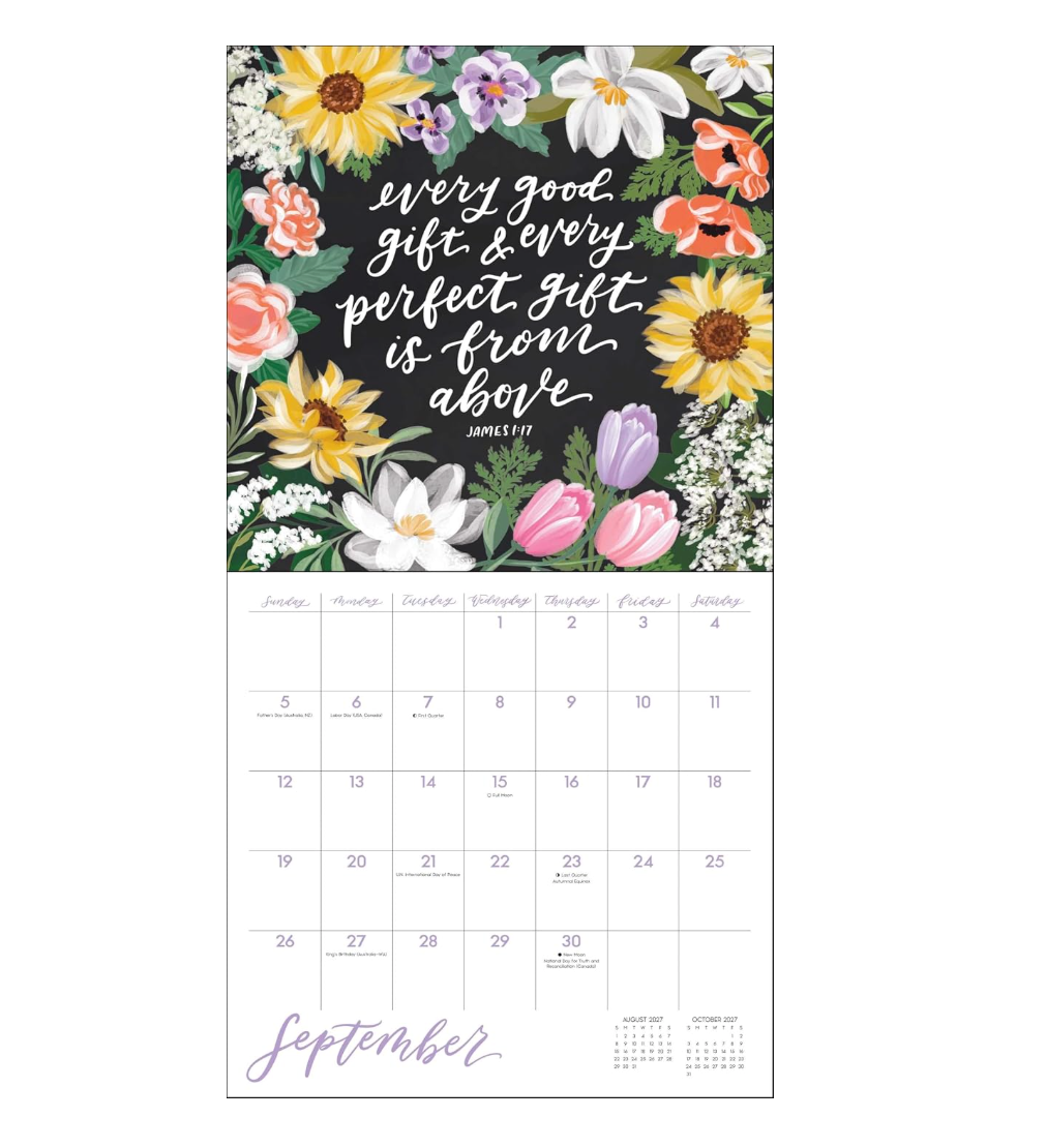 Scriptures and Florals 2027 Wall Calendar