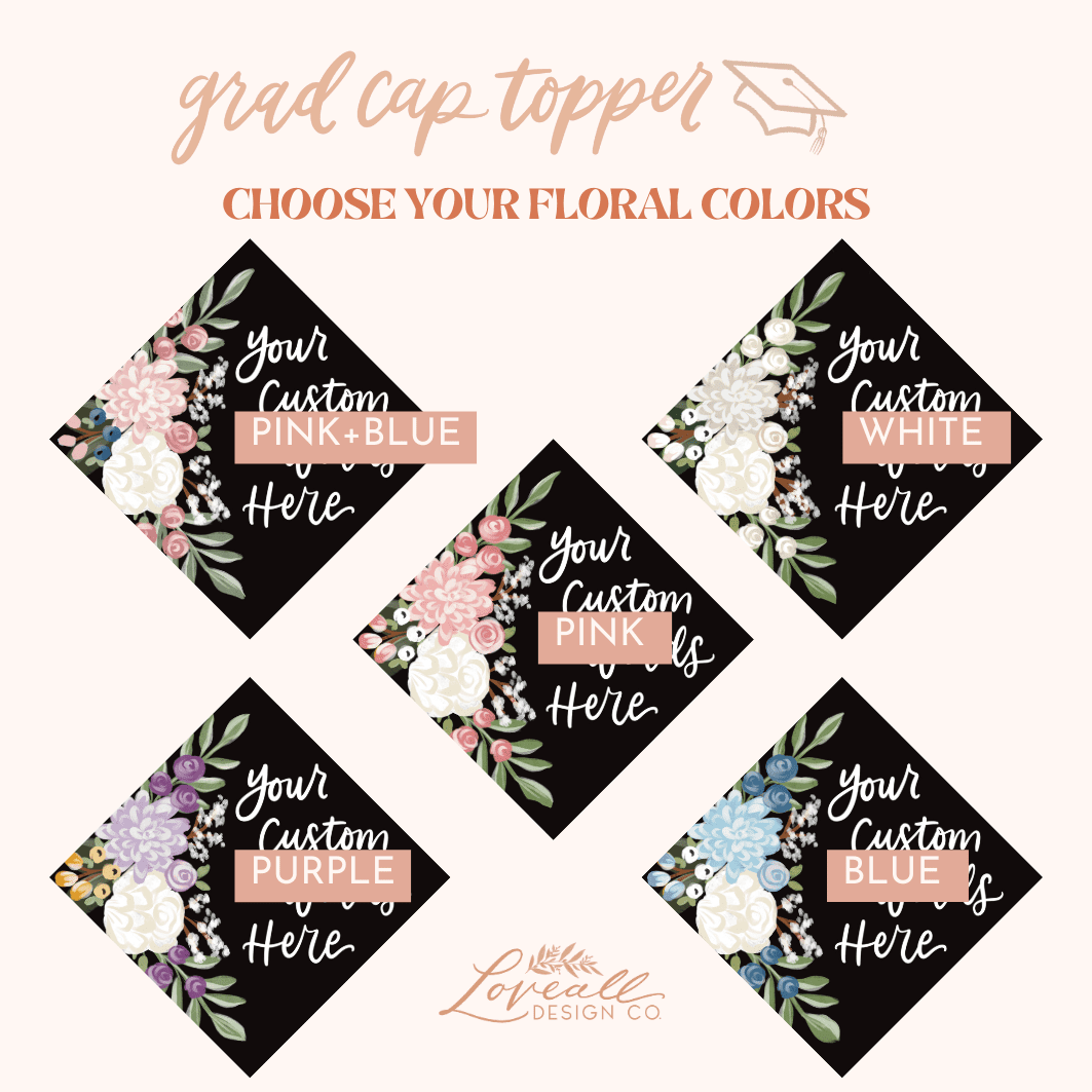 Amanda Theme 2 Printed Grad Cap Topper - Loveall Design Co.