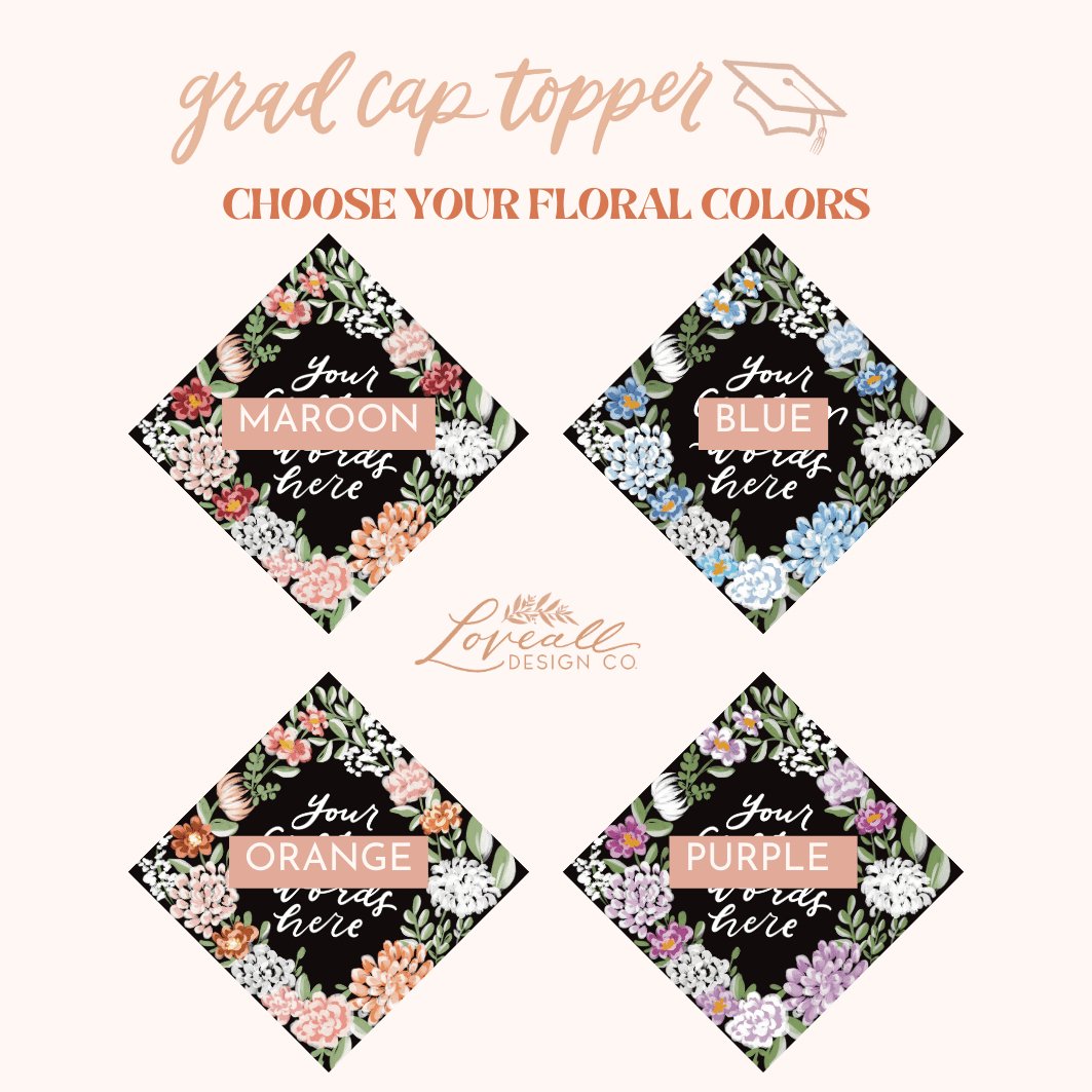 Madie Theme Printed Grad Cap Topper - Loveall Design Co.