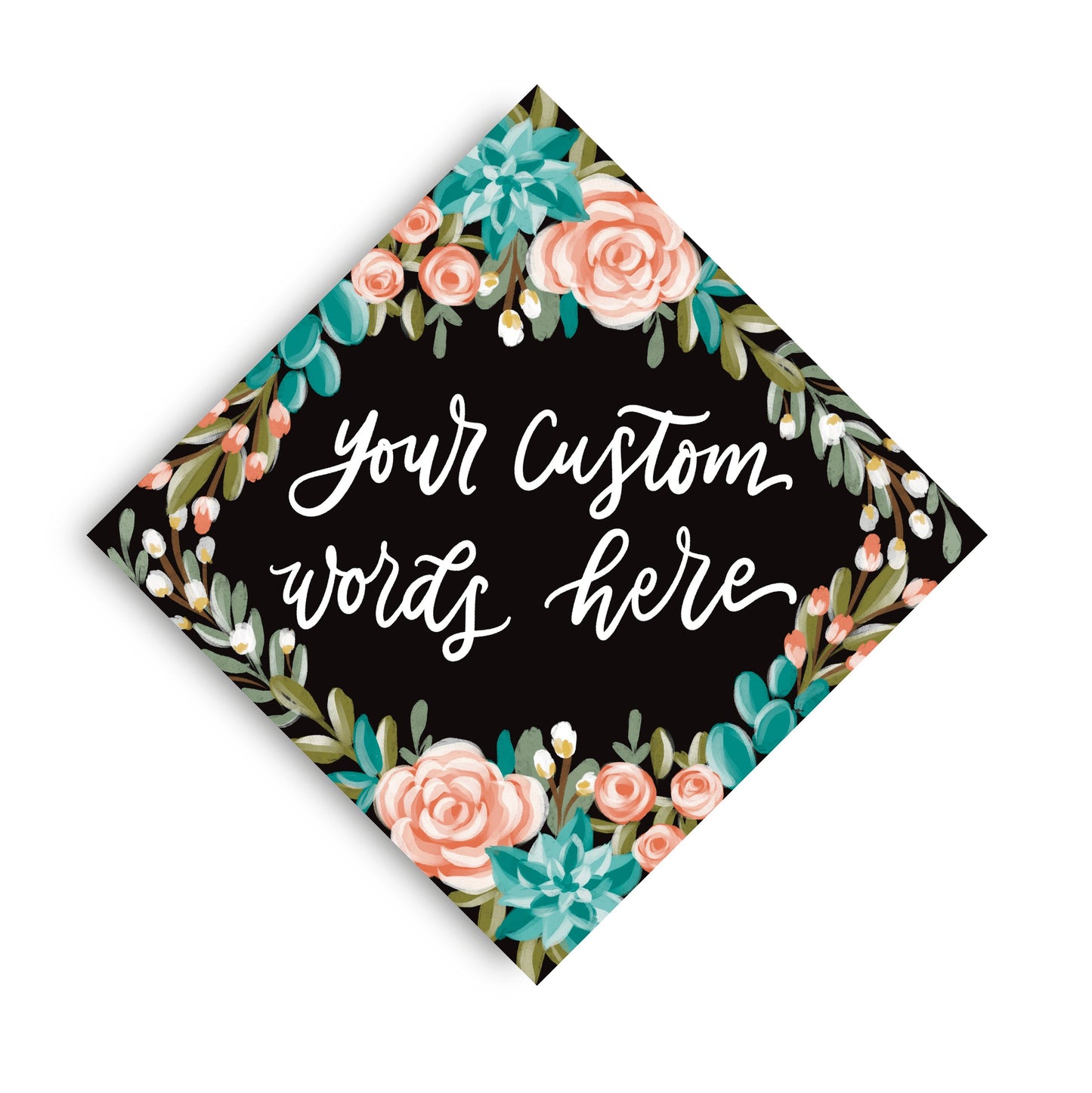 Succulent Theme Printed Grad Cap Topper - Loveall Design Co.