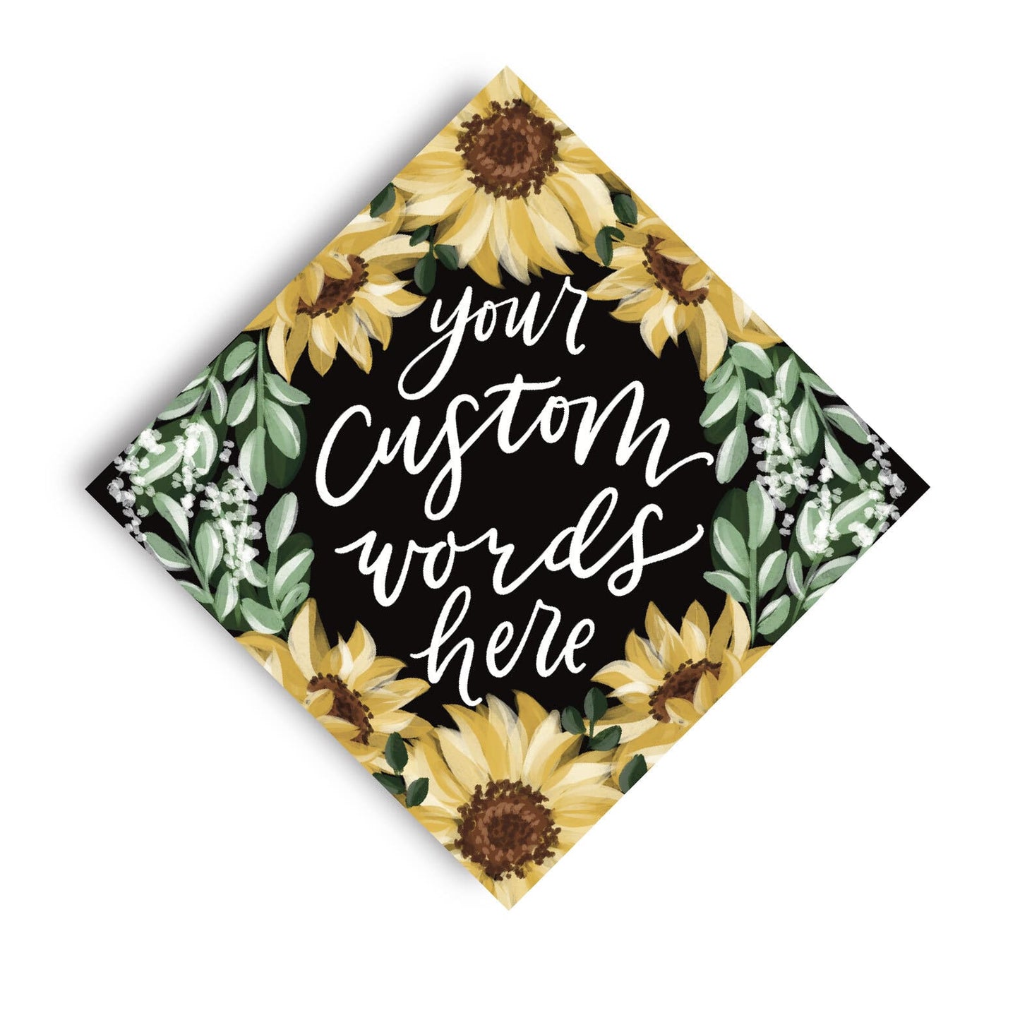 Sunflower Theme Printed Grad Cap Topper - Loveall Design Co.